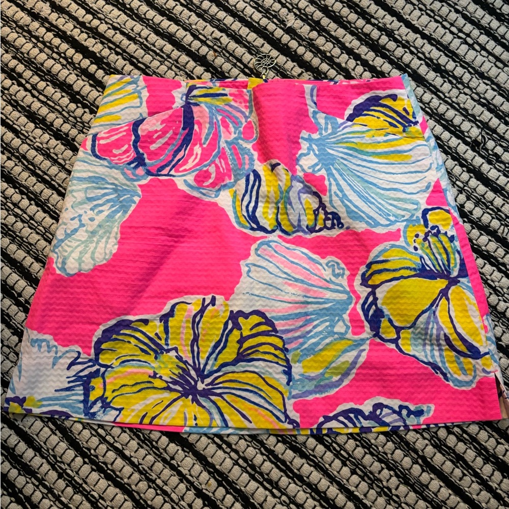 Lilly Pulitzer skort 00 hot pink yellow flower shell